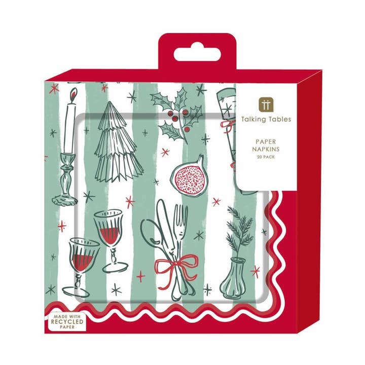 Talking Tables EU – Guardanapo descartável por atacado – Guardanapos de Papel de Natal Bon Noel - Pack de 200