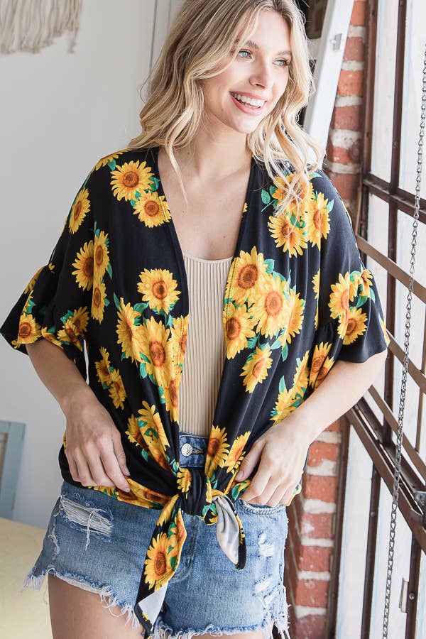 Off White Sunflower Casual Open Front Cardigan T4237 for wholesale on Faire13