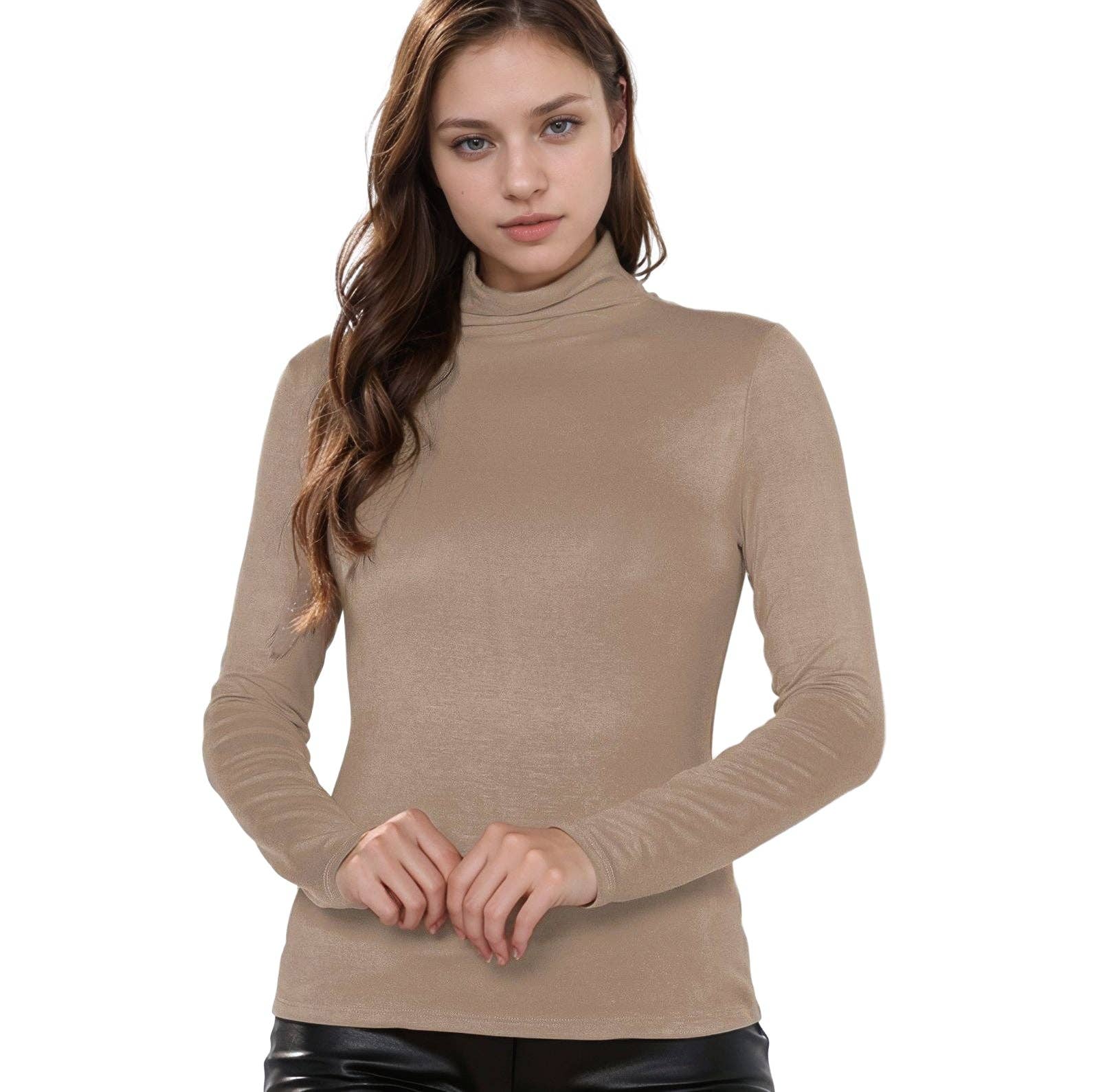Robin K – wholesale Knit top – Women's – Bellatrix Women's Long Sleeve Turtle Neck Fitted Top26