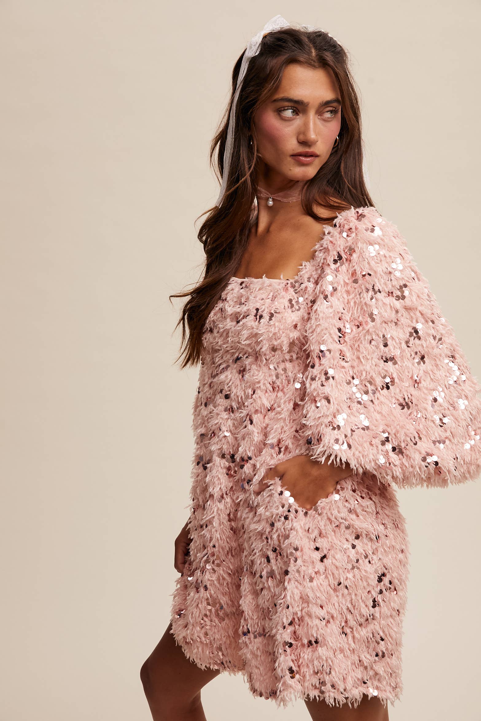 Listicle – Vestido - Mulher por atacado – Vestido Mini com Franjas de Lantejoulas LD146810