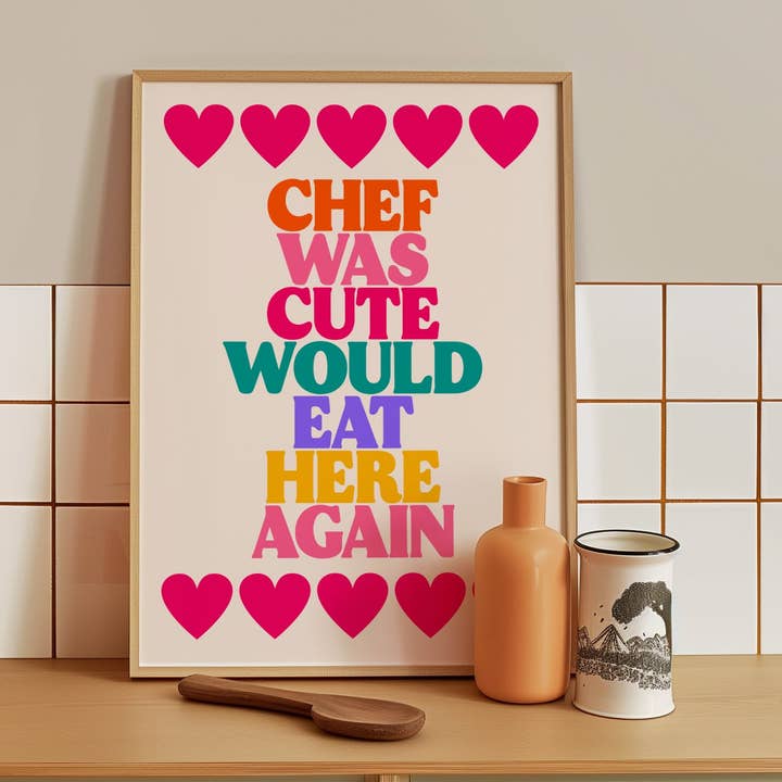 Kocken var söt skulle äta här igen tryck - i regnbåge för wholesale av Pink Giraffe Print Co