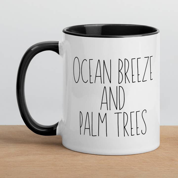 Ocean Breeze and Palm Trees Mug for wholesale by Jetpack Mugs