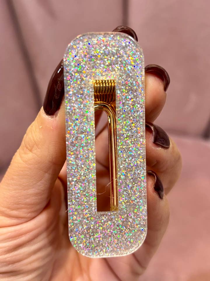 BASIC COLLECTION - Barrette rectangle SILVER HOLOGRAPHIC pour la vente par JATOBA DESIGN