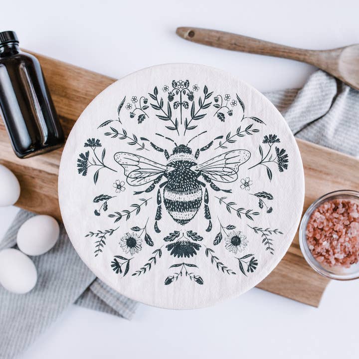 Your Green Kitchen - Wholesale Food Storage Wrap/Bag - Bee Bowl cover/ Lg 10" Charcoal