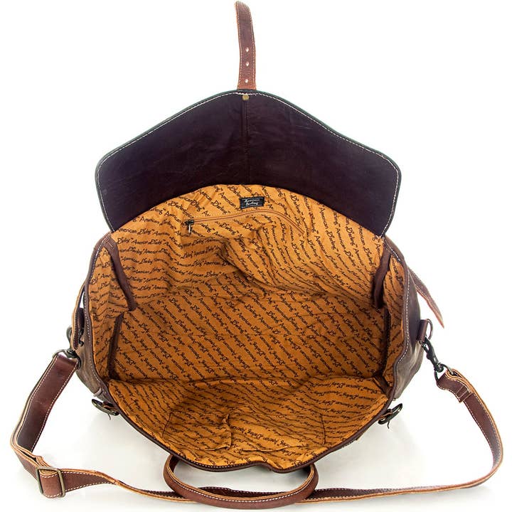 LS Western - Wholesale Weekender Bag - Women's - LC-ADBG643 Tooled Leather & Saddle Blanket Duffel Bag Western Travel Weekender by American Darling6
