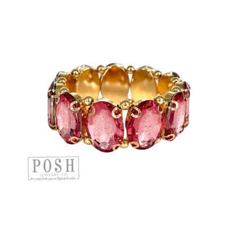 Pink Panache Brands - Wholesale Bangle Bracelet - Oval rhinestone bracelet