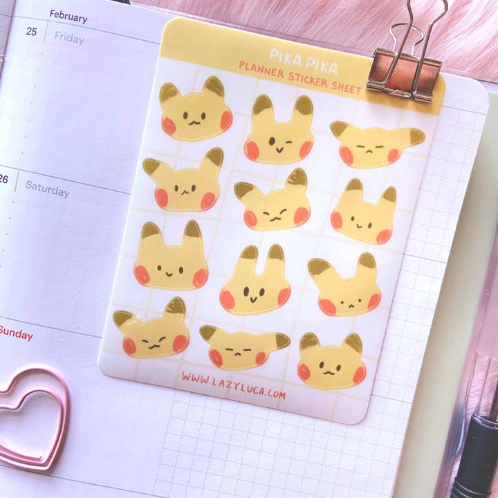 Pika Pika Planner Sticker Sheet for wholesale by Lazy Luca