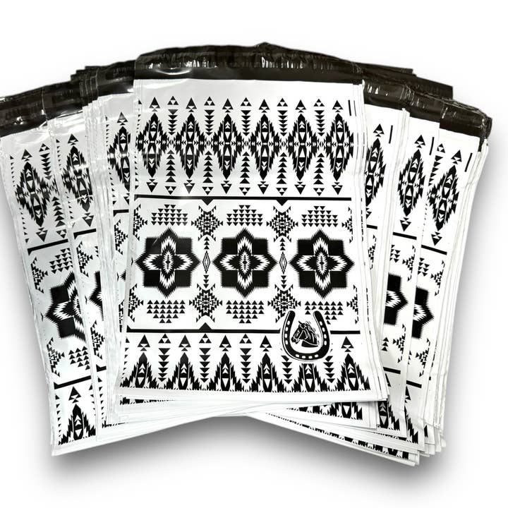 Western Linens - Wholesale Stapler - Black and White Western Poly Shipping Bag