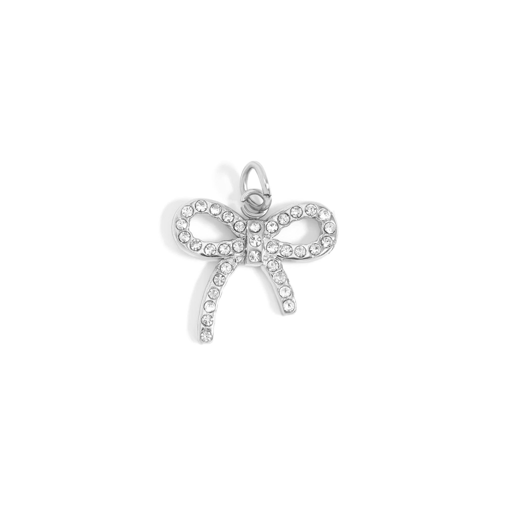WJW – wholesale Individual charm/pendant – 18K Gold PVD Stainless Steel Rhinestone Bow Charm4