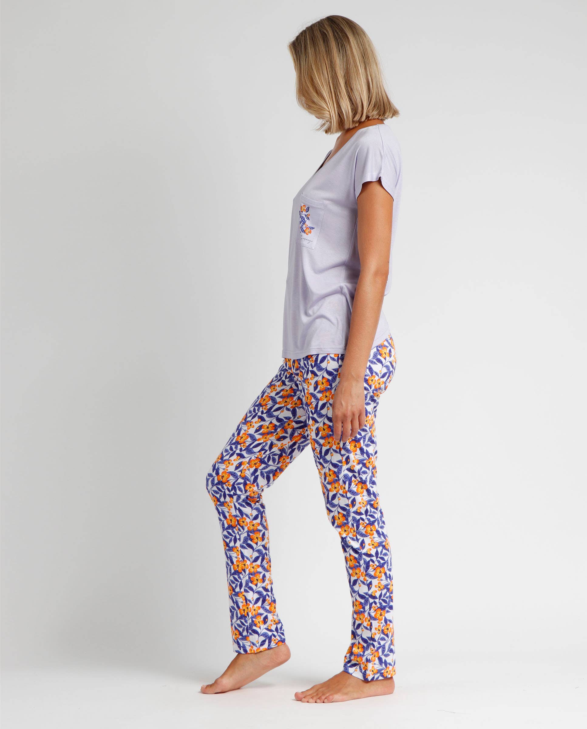 MALVA ADMAS GARDEN Pijama Manga Corta Mauve & Orange para Mujer de venta al por mayor en Faire1