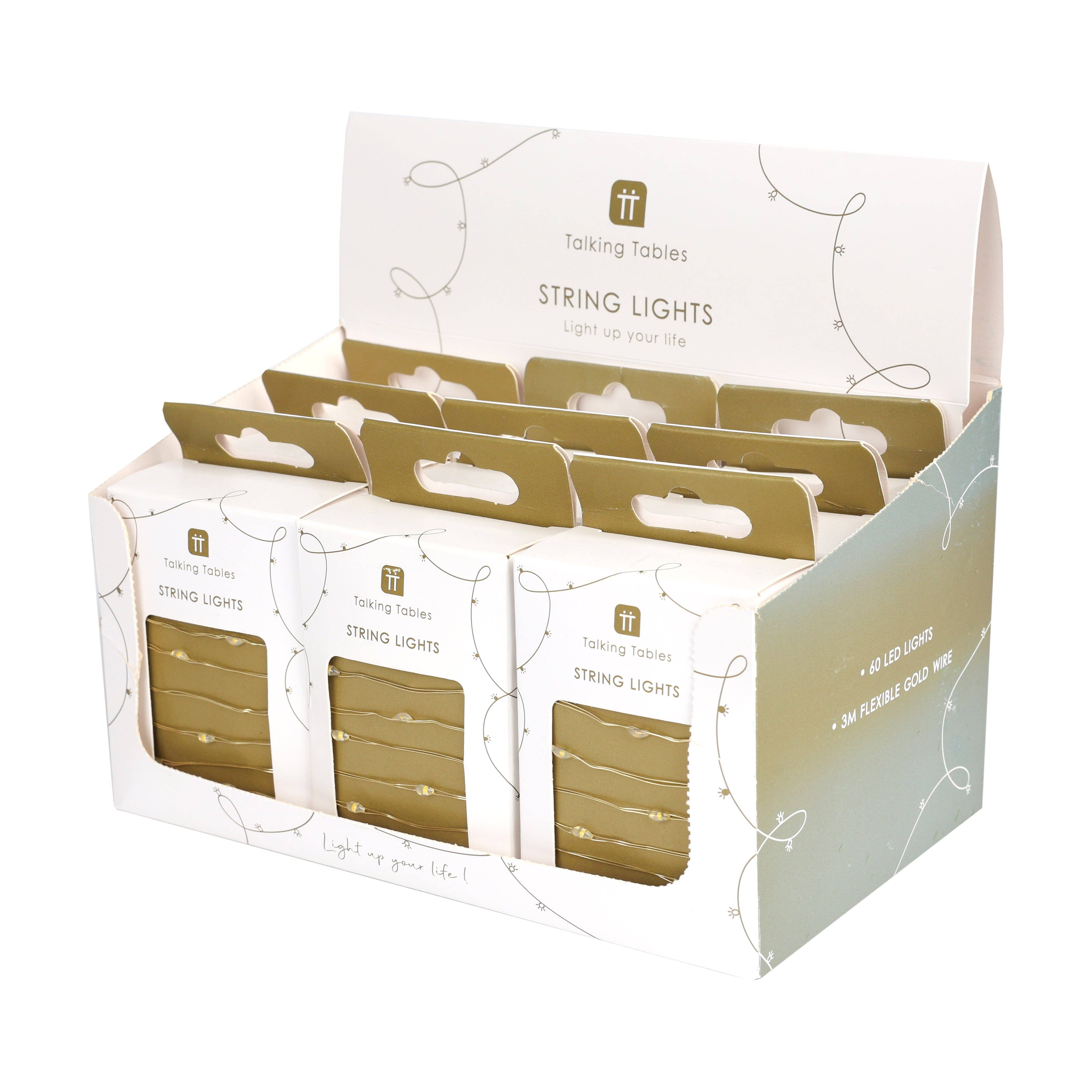 Talking Tables EU – wholesale Ljusslinga – Guld LED-strängljus | 3m | Julbelysning | Nyår0