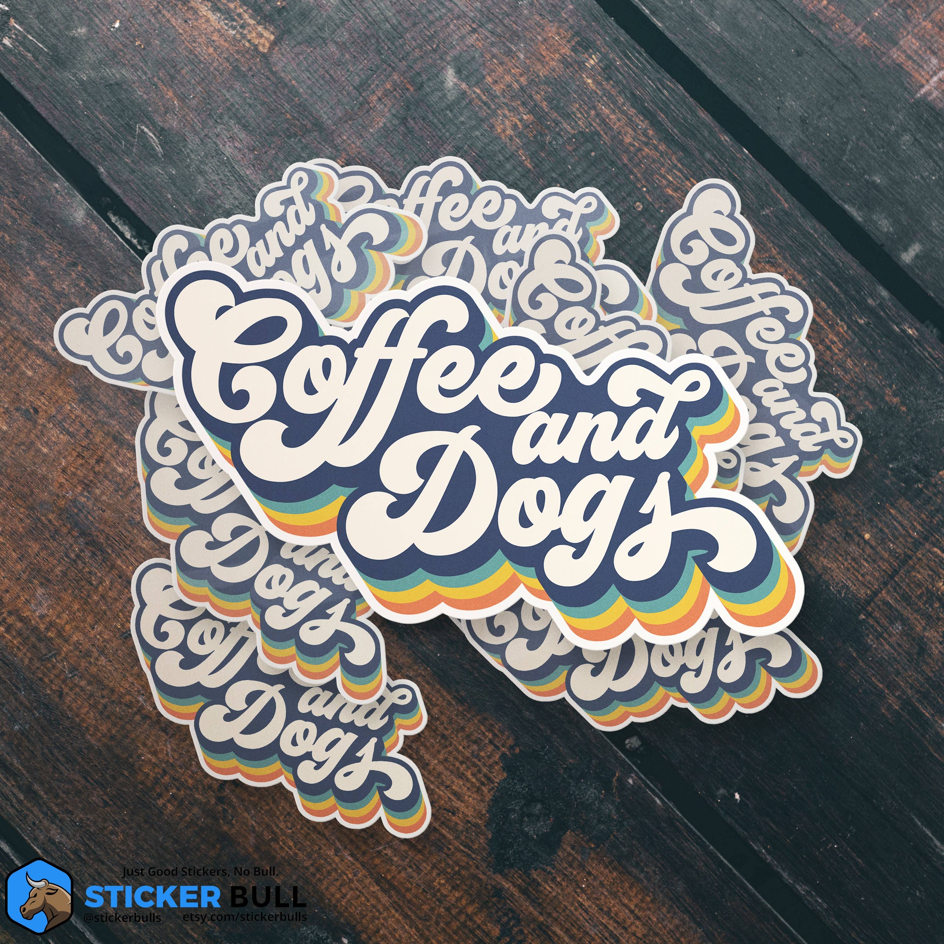 Sticker Bull – Adesivo por atacado – Adesivo Coffee and Dogs, adesivo engraçado de café e meme, adesivo Dog Mom, vinil impermeável para carro, laptop, celular e garrafa d’água7