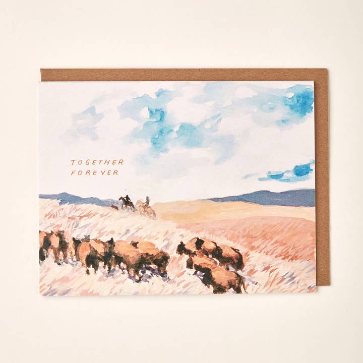Together Forever Bison Love Western Country Rancher Card for wholesale by Little Salt Wagon