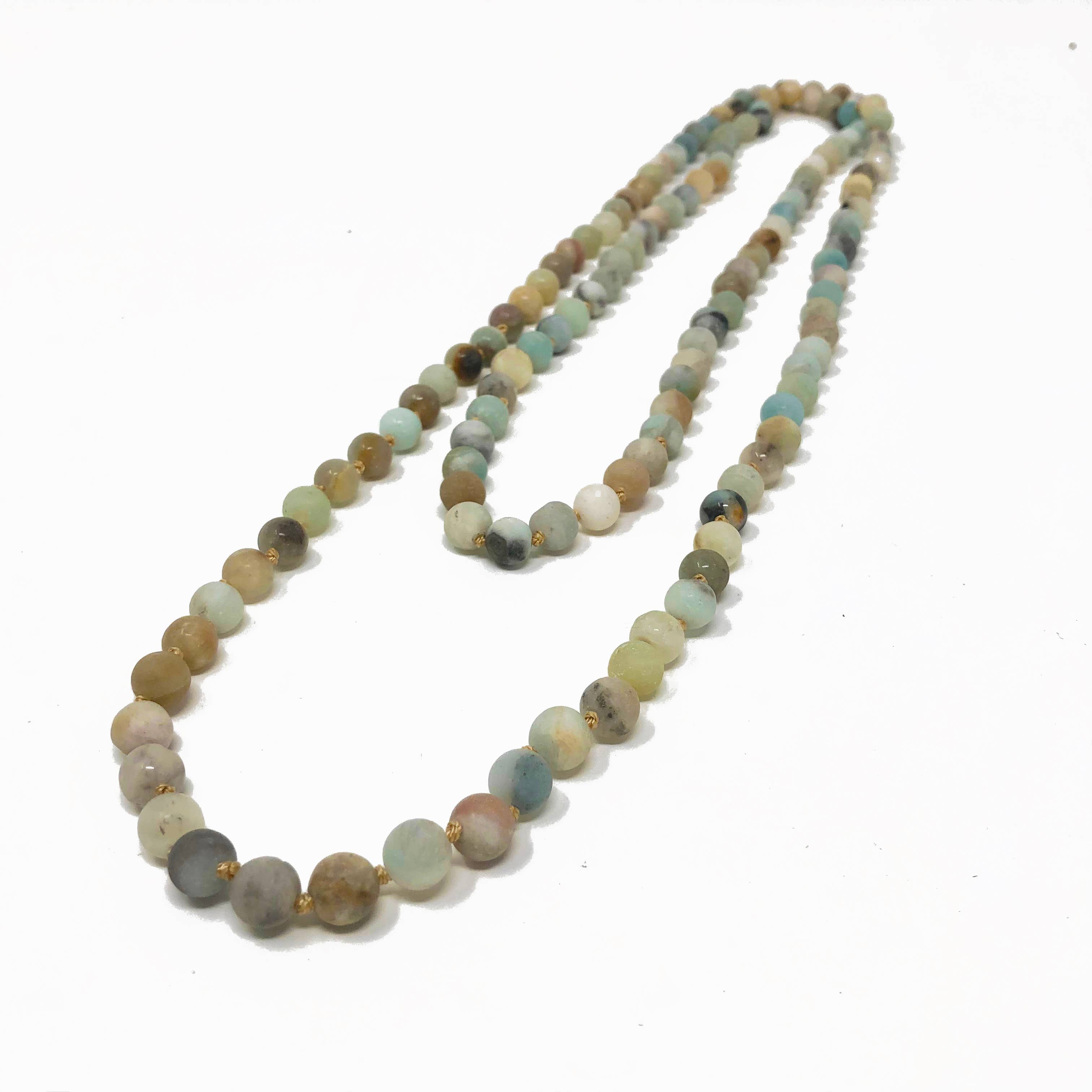 Jade Canyon - Wholesale Beaded/Pearl Necklace - Seafoam Amazonite Stone Necklace0