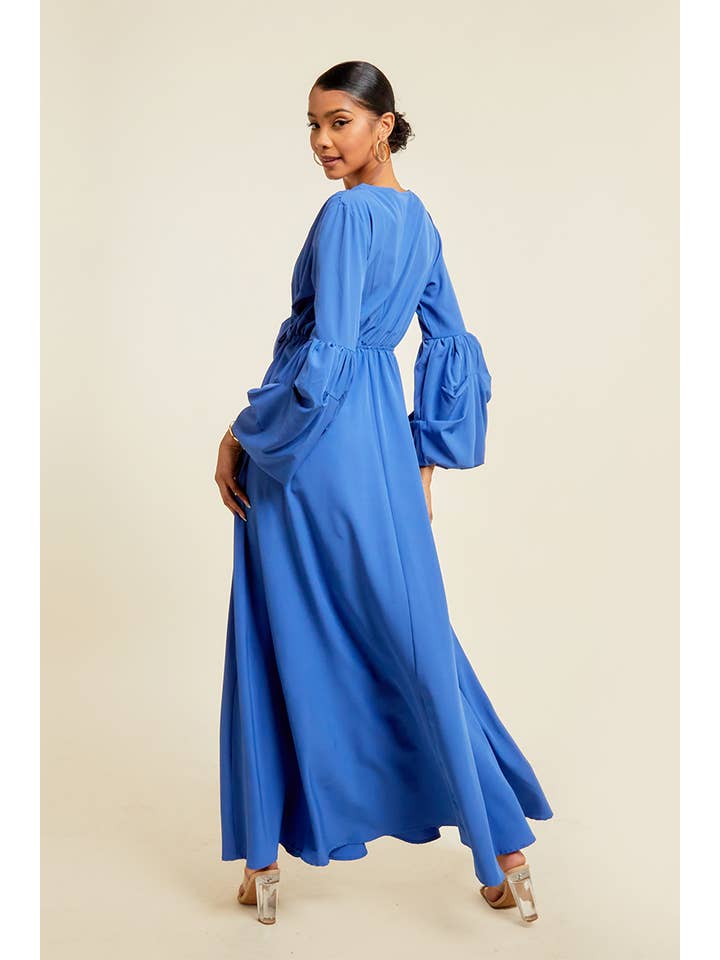 QMP Moda - Wholesale Dress - Women's - V NECK MAXI DRESS WITH ELASTIC WAIST16