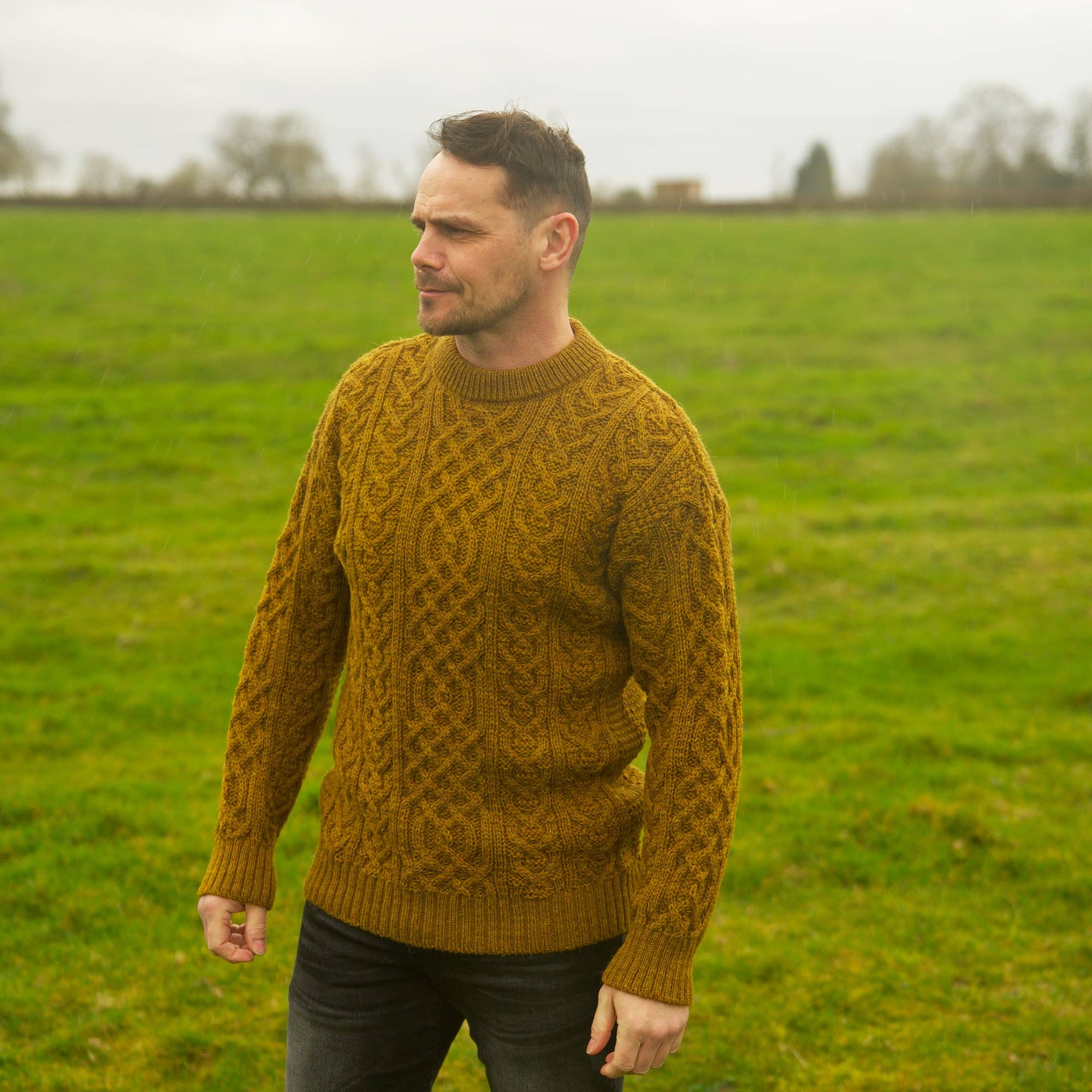 Mars Knitwear - Wholesale Pullover-trui - Uniseks - Britse wollen Aran kabeltrui - Harvest4