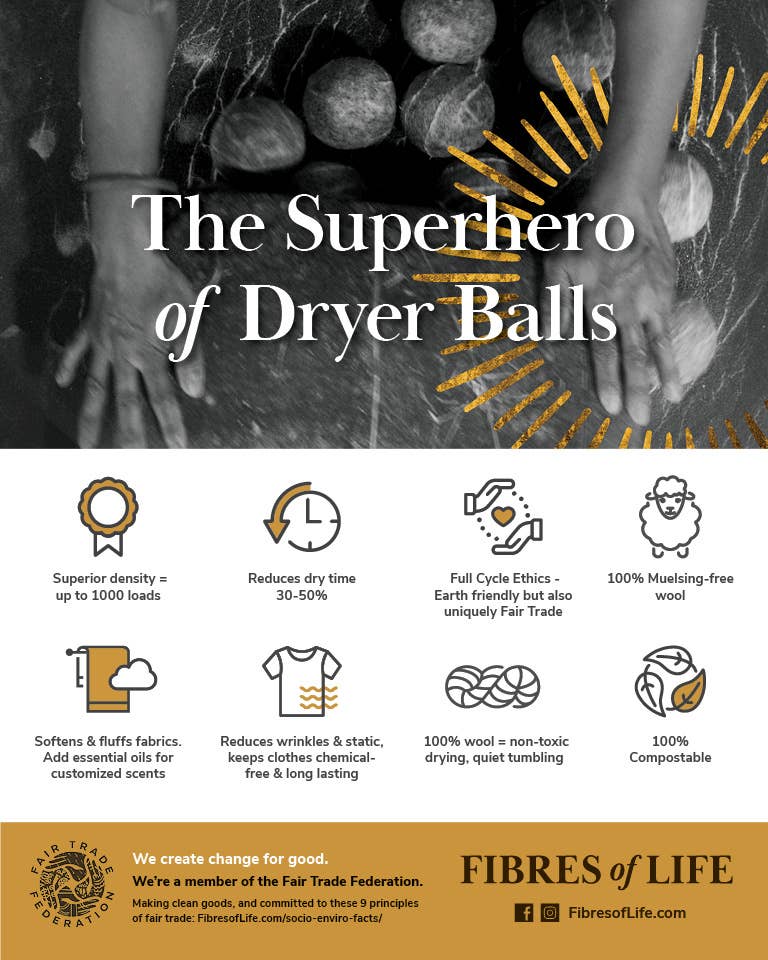 Fibres of Life - Wool & Felt - Wholesale Dryer Balls - Felt Dryer Balls-Plain | Wool Dryer Balls | Unscented Dryers8