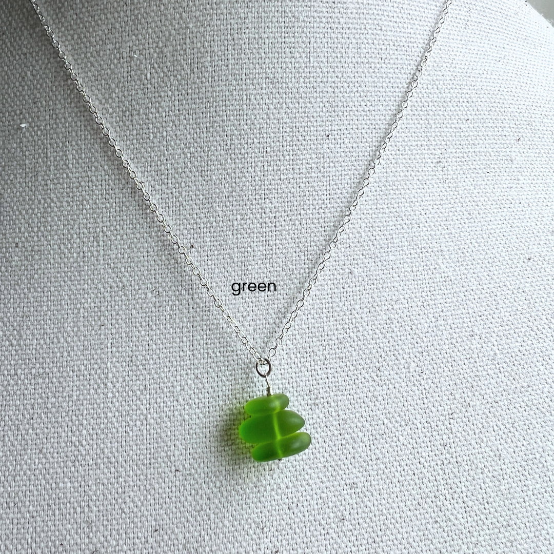 Generosity Company - Vente Colliers à pendentif - Collier en verre de mer chaîne en argent 18"10