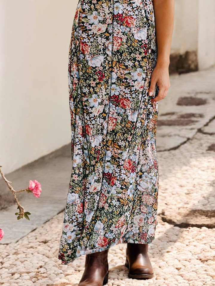LDC Floral Print Loose Fit High Waist Maxi Skirt for wholesale by Little Daisy Closet