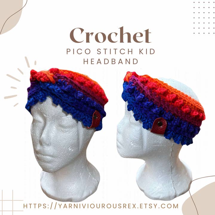 Rainbow Stripes I Fat Pico Headband for wholesale by Yarniviourous Rex