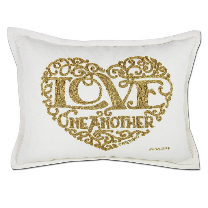 Love Heart Love Letters Hand-Embroidered Pillow for wholesale by catstudio