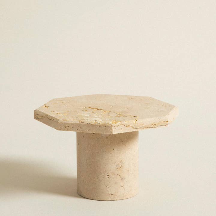 HAAND Craft - Vendita all'ingrosso Tavolini - SUPPORTO IN TRAVERTINO, Supporto in marmo naturale, ESPOSITORE OTTAGONALE