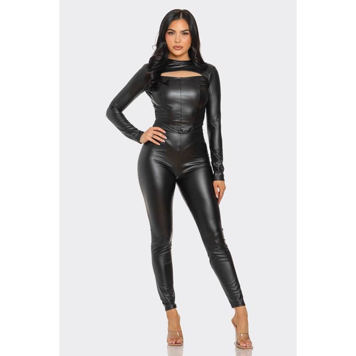 Conjunto de Top de Manga Larga y Pantalones Leggings de Cuero para venta al por mayor de SEXY STAR DESIGN INC