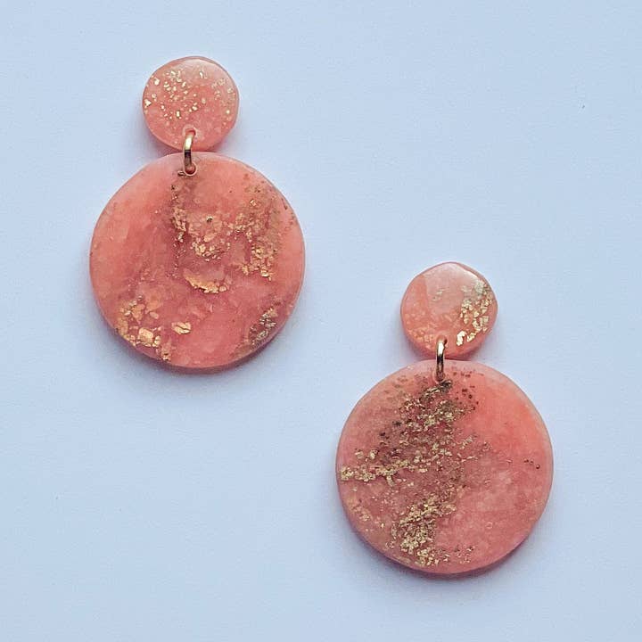 pink and gold faux stone dangles for wholesale by The Color Theory