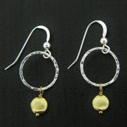 Sosie Designs - Wholesale Dangle Earrings - Two-Tone Hammered Drop Earrings - Gold/Silver