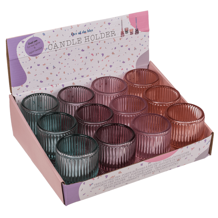 Out of the blue KG - Venta al por mayor Candelabros - portavelas o portavelas de vidrio, 2 en 1,2
