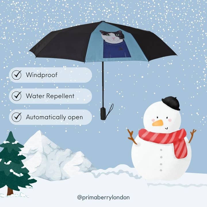 PrimaBerry - Wholesale Umbrella - Unisex - Funny Cat Umbrella Blue Pet Lovers Gift Foldable 2