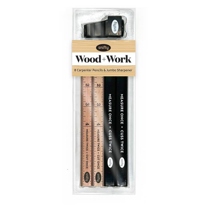 SNIFTY - Wholesale Pencil - WOOD + WORK - 8 Carpenter Pencils/Sharpener Set0