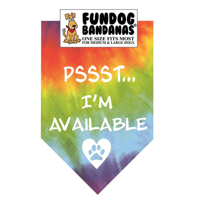 5 Pack - 'Pssst...I'm Available' Dog Bandana for wholesale by FunDog Bandanas