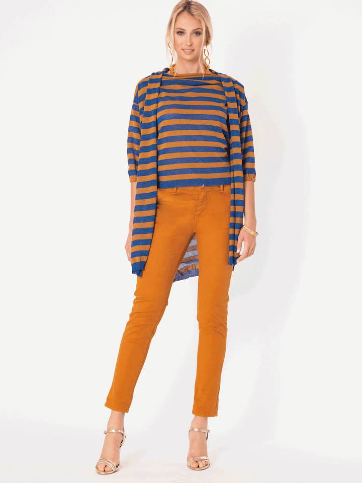 Cardigan Macro Riga 50 %Co 50%Pc +70%Vi 15%Pl 15% Met per la vendita all'ingrosso da parte di Siste's S.p.A.