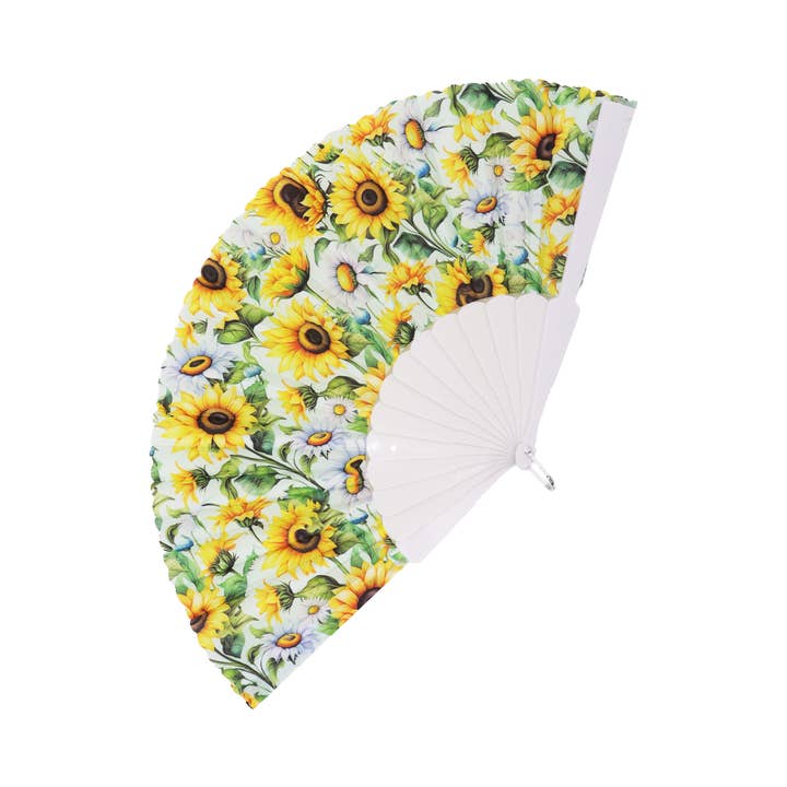 SORTIERT Sonnenblumenfeld Weißer Handfächer für den Großhandel auf Faire8