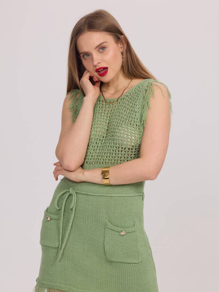 Vestido de malha com franjas - F2365 (Cópia) por atacado de Frime