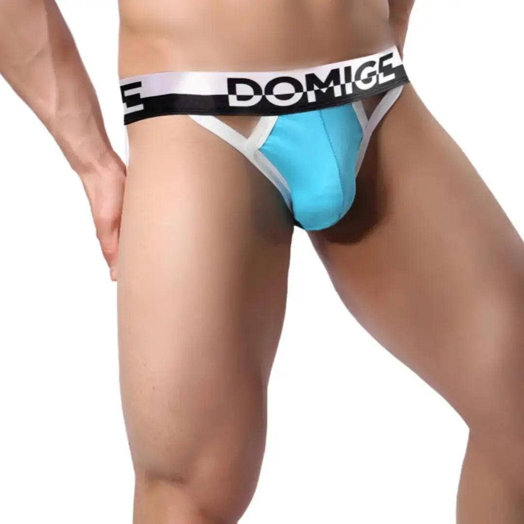 DomiGe - Wholesale Underwear - Men's - Men's Cotton Stretch Jockstraps with Silver Logo Waistband - Engineered Male Thongs10