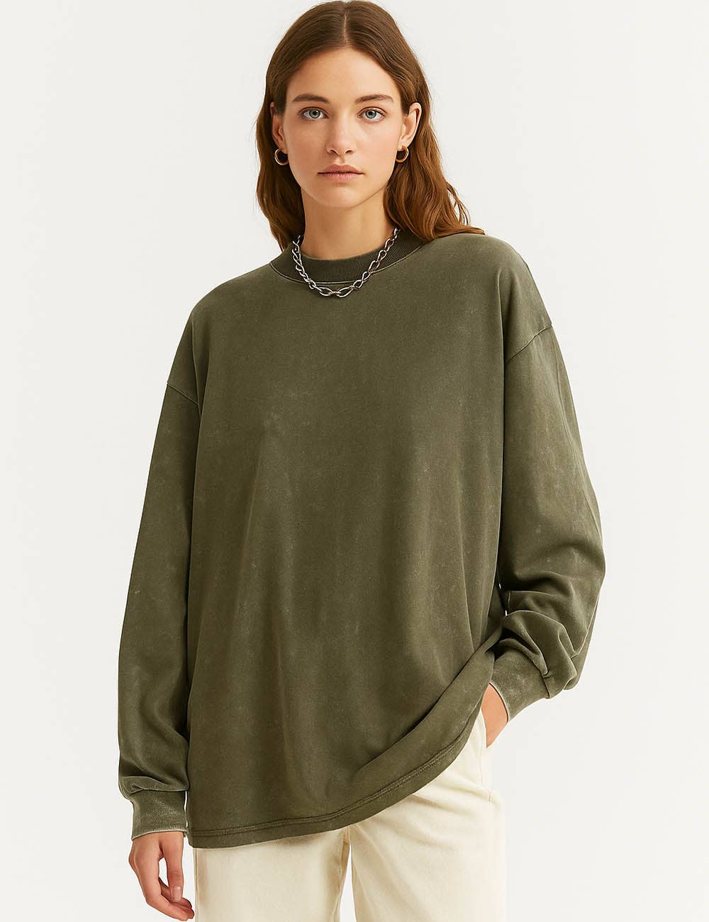 Sweetkama - Wholesale Sweatshirt - Women's - Ladies Oversize Round Neck Daily Pullover ZJCX2303