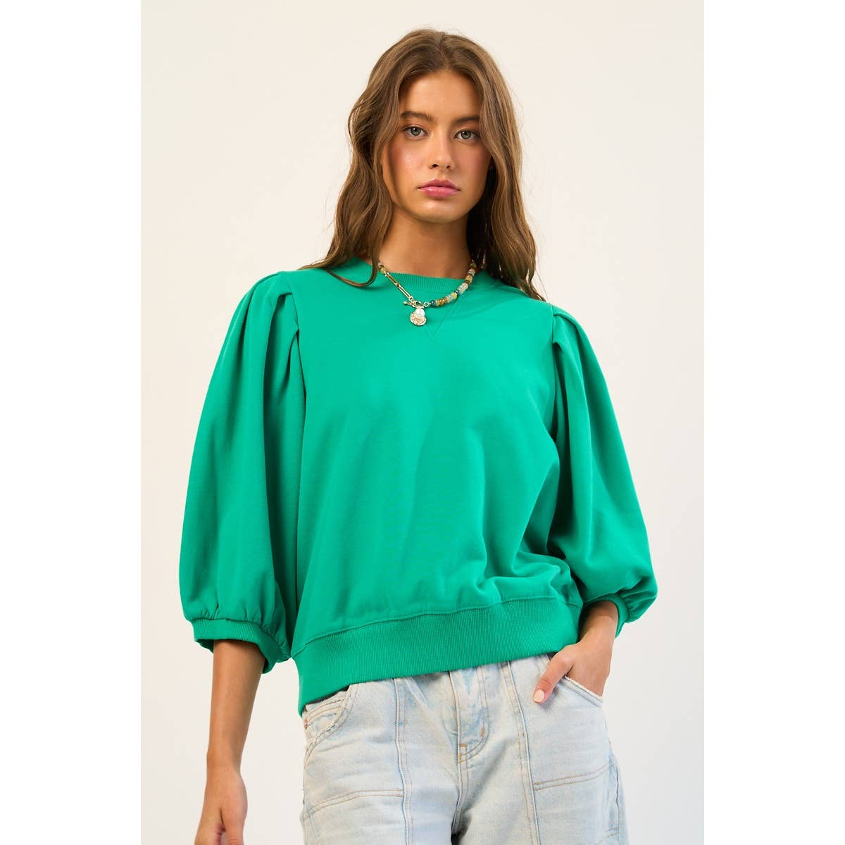 The GREii - Wholesale Sweatshirt - Women's - Premium French Terry Puff Sleeve Pullover22