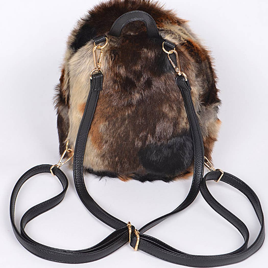 Brown Faux Fur Animal-Inspired Backpack for wholesale on Faire3
