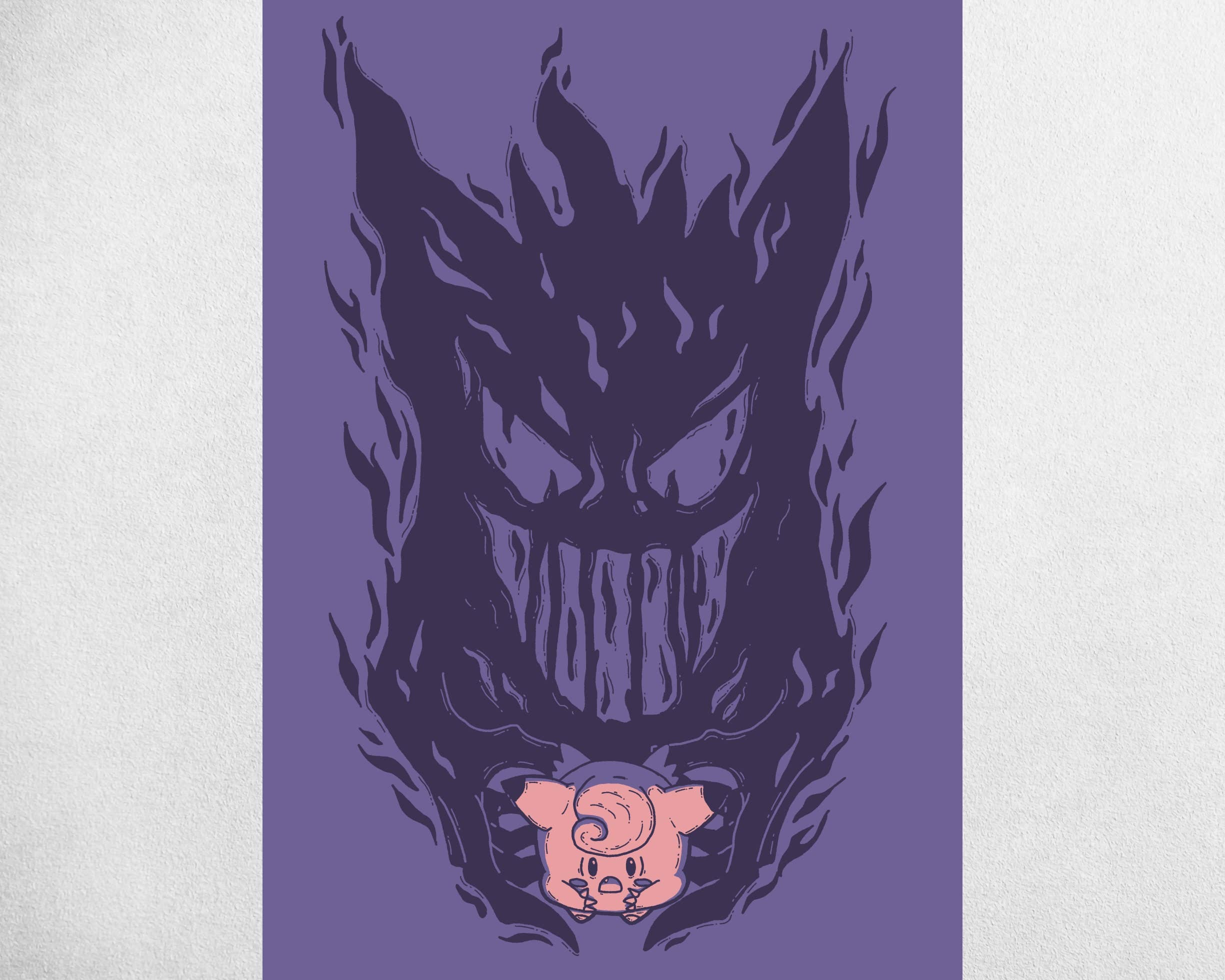 MechanicalPen - Venta al por mayor Ilustración - Póster con estampado artístico de Pokémon de Gengar Shadow of Clefable2