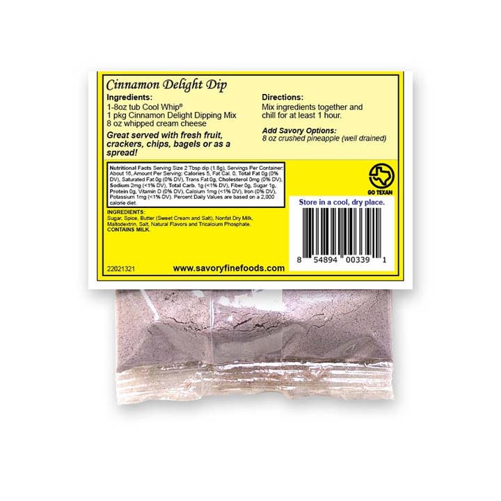 Savory Fine Foods LLC โ wholesale Dip โ Dip Mixes (12 count) - Cinnamon Delight Dip Mix1
