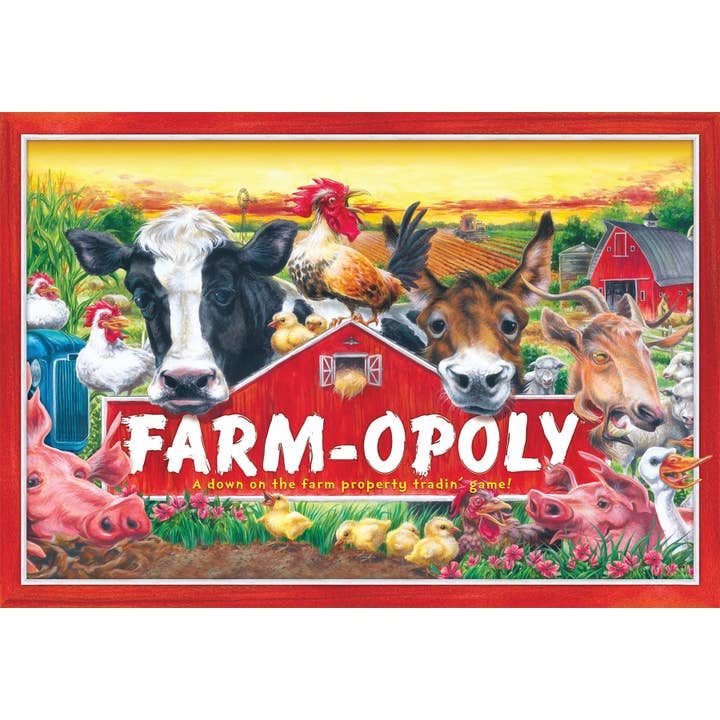 Farm-Opoly Board Game for wholesale by Outset Games and Cobble Hill Puzzles