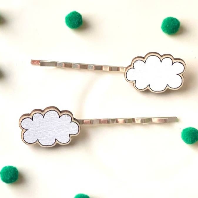 Cloud Wooden Hairclips for wholesale by Flossy Teacake