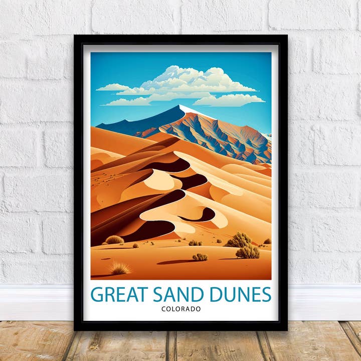 Great Sand Dunes Colorado Travel Poster Sand Dunes Wall Art Colorado Landscape Poster Travel Decor Nature Art Gift for Colorado Travelers for wholesale by InkNPrintz
