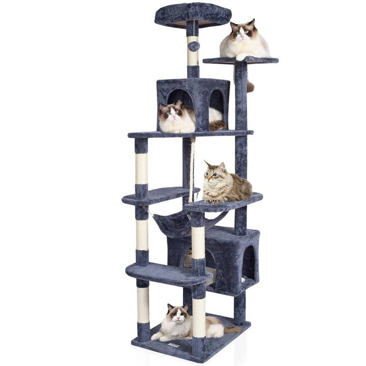 Cat Tree 72" Cat Tower with 2 Cat Condos Sisal Scratching Post Dark Grey and other Purchase Wholesale cat tower. Free Returns & Net 60 Terms on Faire trending on Faire.