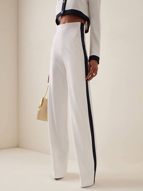 Sheer Trend – Engroshandel Top- og buksesæt (IKKE Loungewear) - Dame – Langærmer Knappede split-joint rundhalsede bluser og skjorter Toppe + Bukser med høj talje Nederst i to dele3