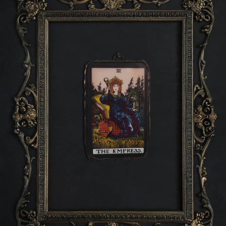Le Puppet Regime - Wholesale Decorative Tabletop Object - The Empress Glass Tarot Card | Glass Ornament | Art | Spooky