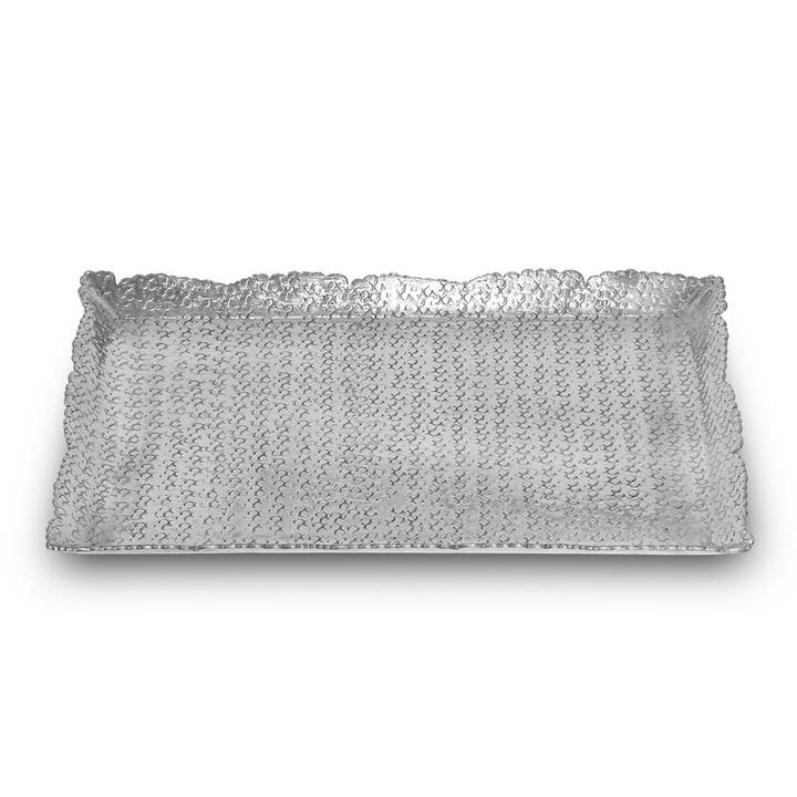Silver Hammered Cutting Tray - Generous Size for wholesale by India Handicrafts Inc