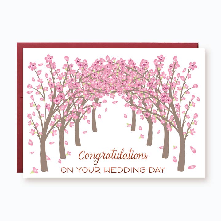 Cherry Blossoms Wedding Card | Floral Congratulations Card for wholesale by Hemana Paperie